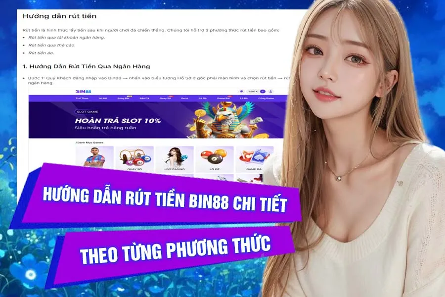 Hướng dẫn rút tiền Bin88 chi tiết theo từng phương thức